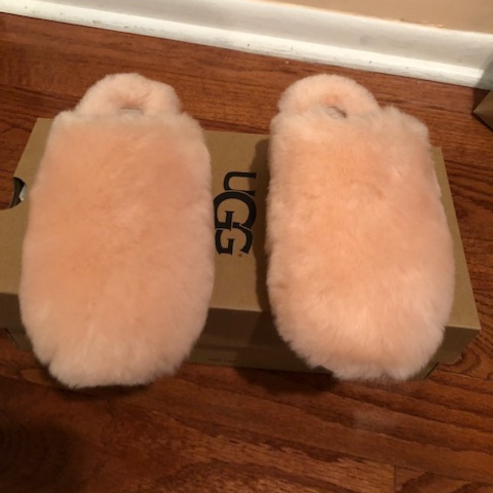 UGG Blush Pink Fluff Slide Slippers